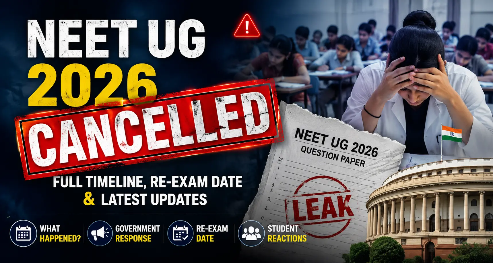 NEET UG 2026 Cancelled: Full Timeline, Re-Exam Date, Latest Updates & Student Reactions